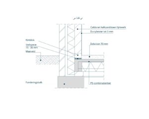 Detail: Kalkzandsteen eindgevel met PS-combinatievloer