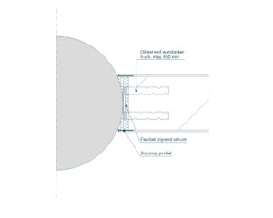 Detail: Flexibele aansluiting kalkzandsteen op ronde, betonnen kolom