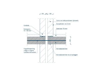 Detail: Ankerloze spouwmuur kalkzandsteen verdieping verhoogde geluidsisolatie met kanaalplaatvloer